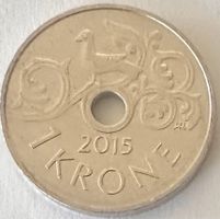 Norwegen 1 Krone 2015 Umlaufmünze guter Zustand