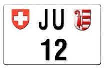 Insegne: Plaque moto JU 12 – Nuovo e nell'imballaggio originale da Delémont venduto da OVJ