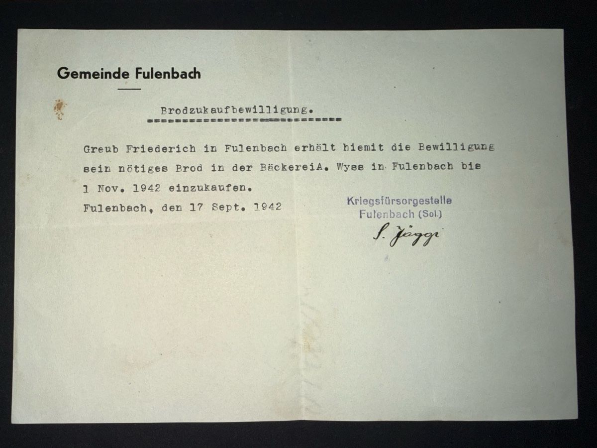 Documenti: Brotzukaufbewilligung 1942 – Usato da Grenchen venduto da Bastet007