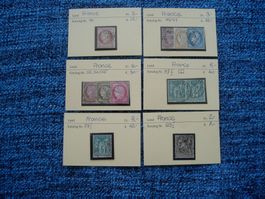 Frankreich 11 Kärtchen mit alten Briefmarken hoher KW