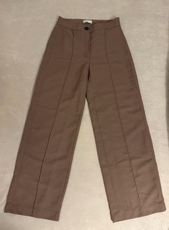 Bershka Stoffhose, Gr. 38, braun, wide leg / high waist