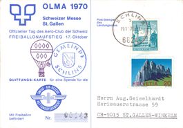1970 PK mit Freilballon befördert von St.Gallen nach Schlins