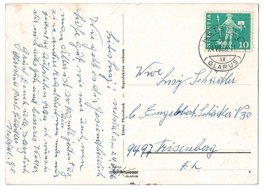 Cartoline postali: Netstal, gelaufen 1966 – Usato da Frauenfeld venduto da POML 1