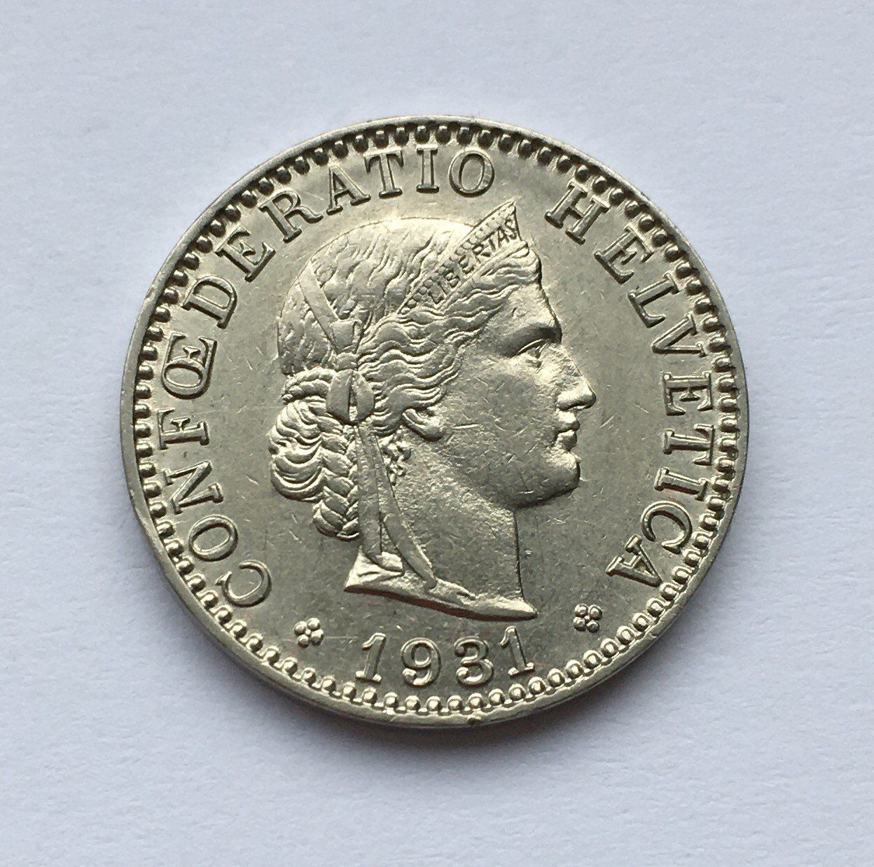 Tutti le monete: 1931 20 Rappen -unz – Usato da Kirchberg SG venduto da Zenhad69