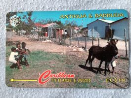 Telefonkarte Antigua & Barbuda Esel und Kinder