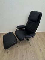 Stressless Relaxsessel Echtleder mit Hocker und Chromfuss