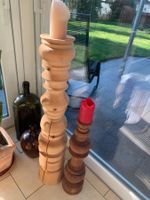 Handarbeit 2 riesige Kerzenständer Holz gedrechselt