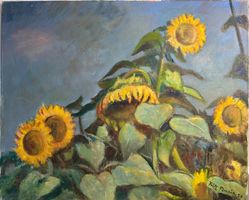 Original Ölgemälde „Sonnenblumen“ Fritz Pümpin (1956) Sign.