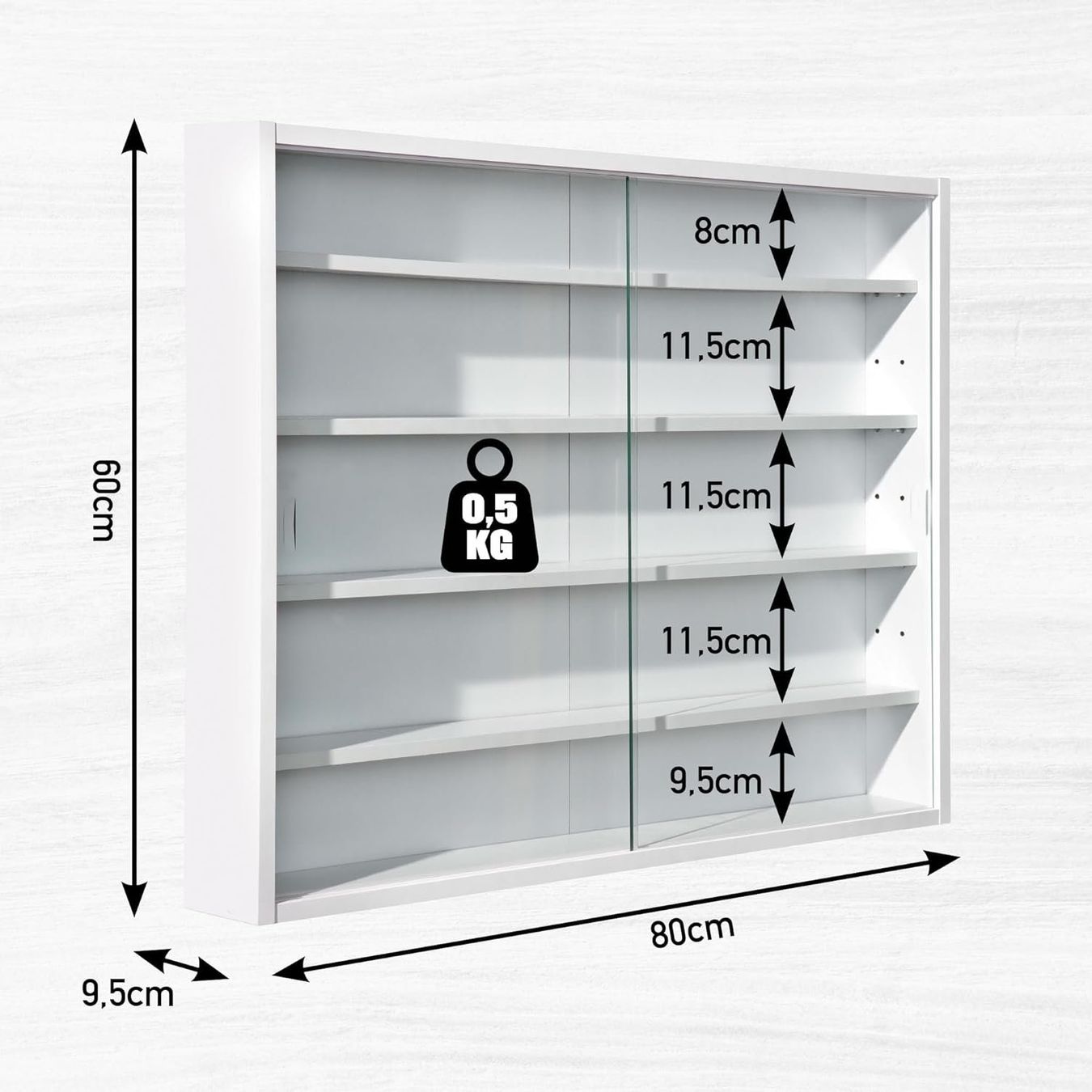 Vitrines: Wandvitrine Sammlervitrine Hängevitrine Beleuchtung Glas – Neuf avec emballage d'origine à Genève par Top-Trend 6