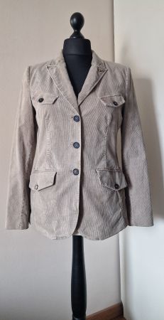 Damen Blazer Cord beige mit Ellbogen-Patches, Gr. M