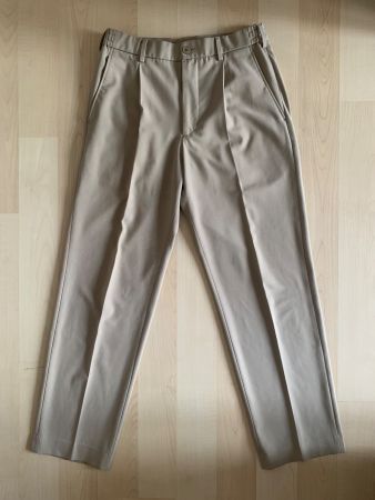 Uniqlo Men's Beige Pleated Wide Leg Trousers Small W27-30in