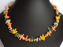 EDELSTEINKETTE KETTE STEINKETTE ECHTE KORALLE ECHTE PERLEN