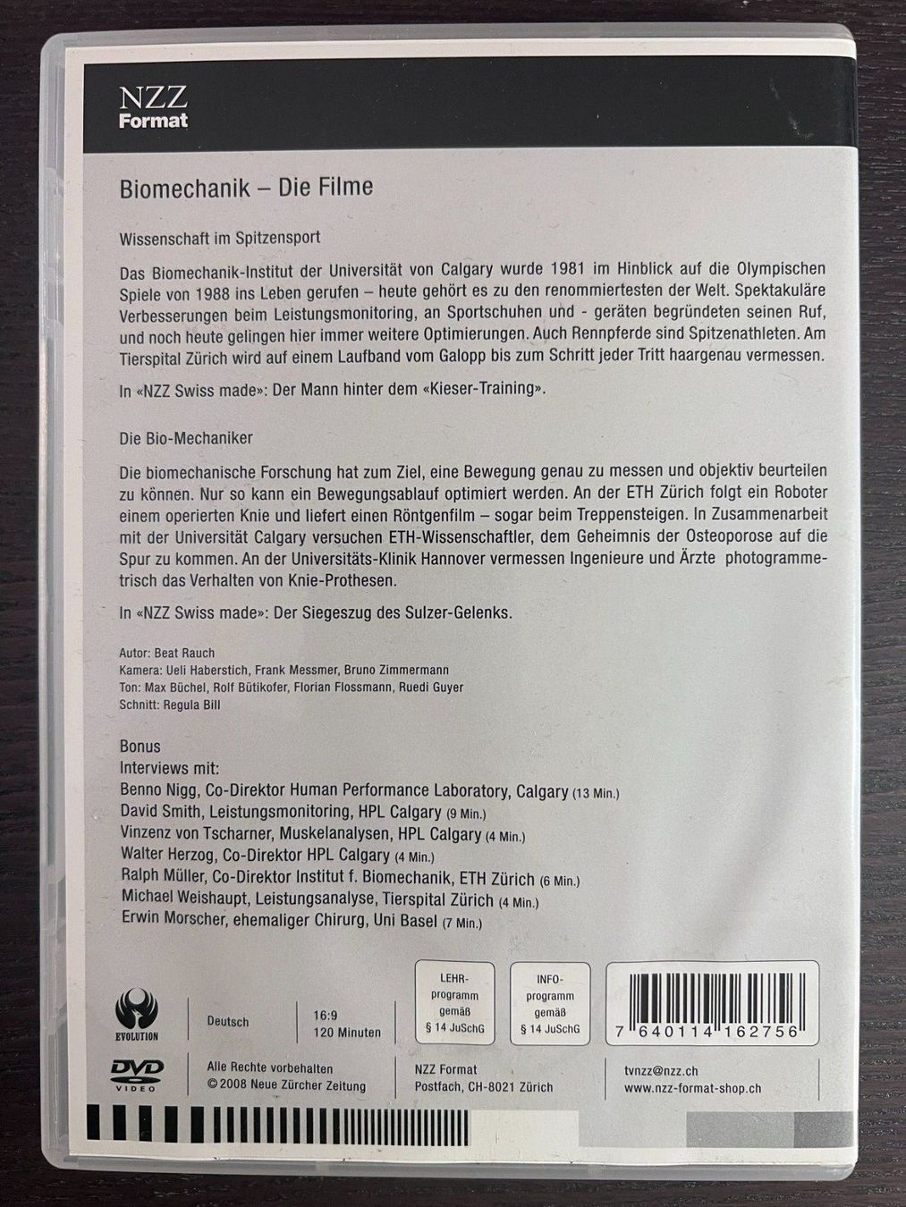 Tutti i DVDs: NZZ Format Biomechanik - Die Filme – Usato da Zürich venduto da FilmFreunde 1