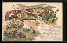 Litho Liestal, Kaserne und Soldaten, Ede
