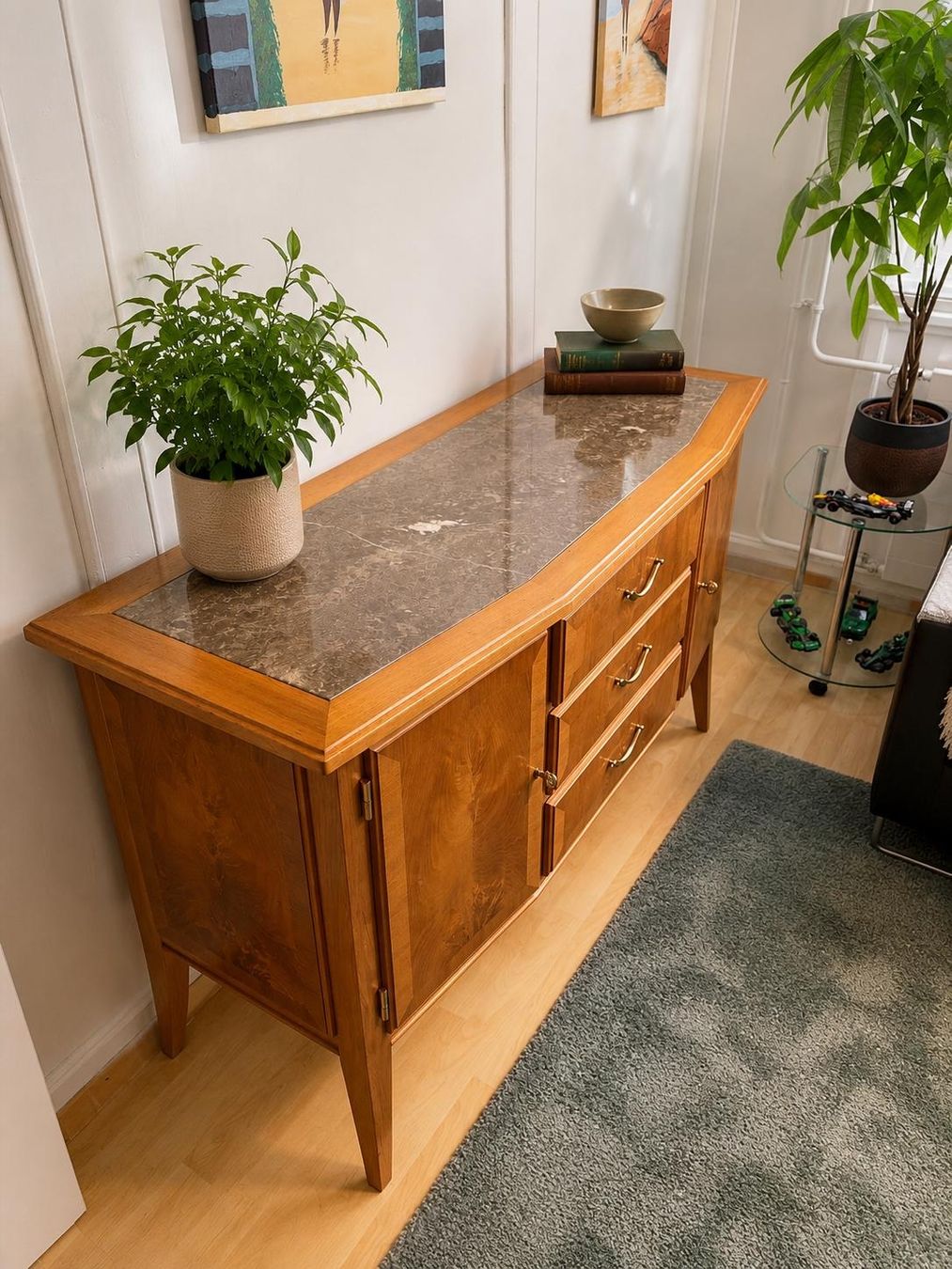 Credenze: Mid Century Sideboard mit echter Marmorplatte – Usato da Bichelsee venduto da neenas16