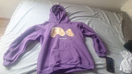Palm Angels Hoodie lila mit Teddy Motiv Grösse XL gebraucht
