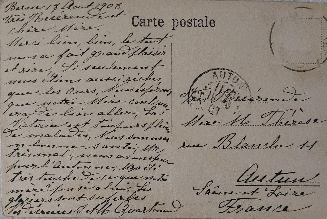 Cartoline postali: BERN - Krankenpension Viktoria (Sanatorium) - 1908 – Usato da Delémont venduto da Domdom1 1