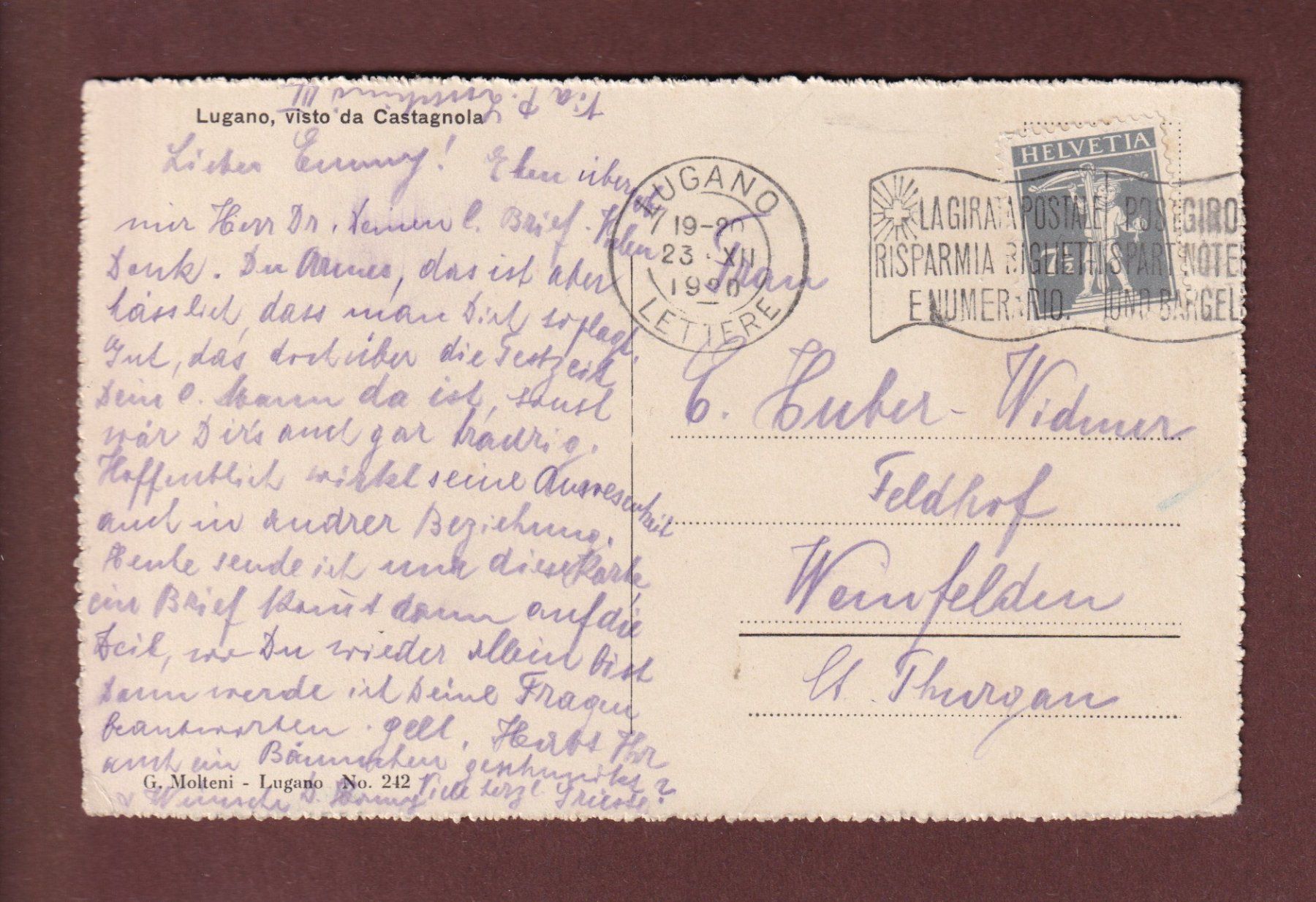 Cartes postales: LUGANO - Hotel Villa Eden - 1920 – D'occasion à Pully par nicecards 1
