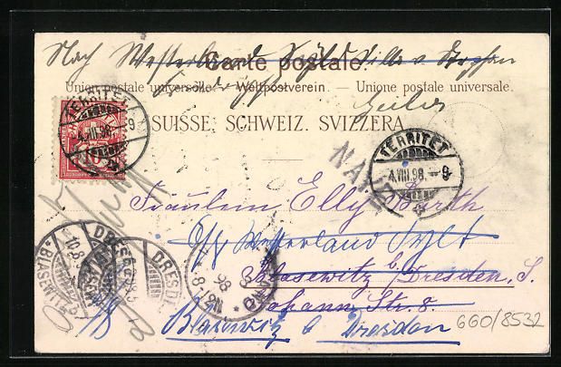 Cartoline postali: Litho Rochers de Naye, Ortsansicht mit B – Usato da Berlin venduto da bartko-reher 1
