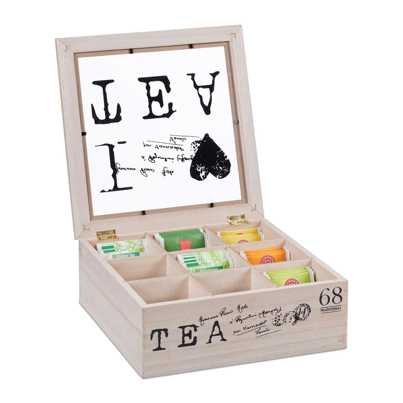 Altro per la casa: TEEBOX HOLZ 9 Fächer "I LOVE TEA" – Nuovo e nell'imballaggio originale da Gerlafingen venduto da Tsuru