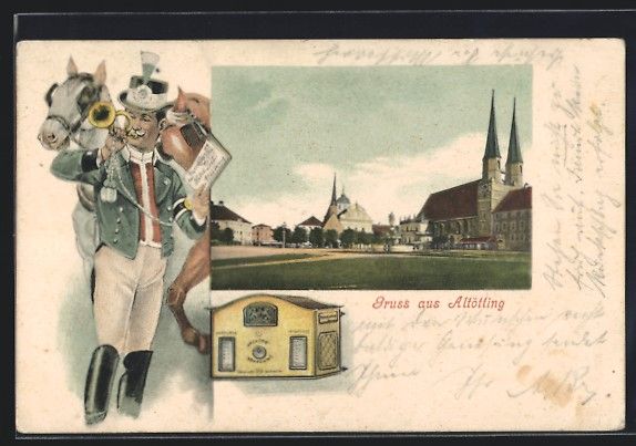 Cartoline postali: Altötting, Postkutscher mit Brief und H – Usato da Berlin venduto da bartko-reher