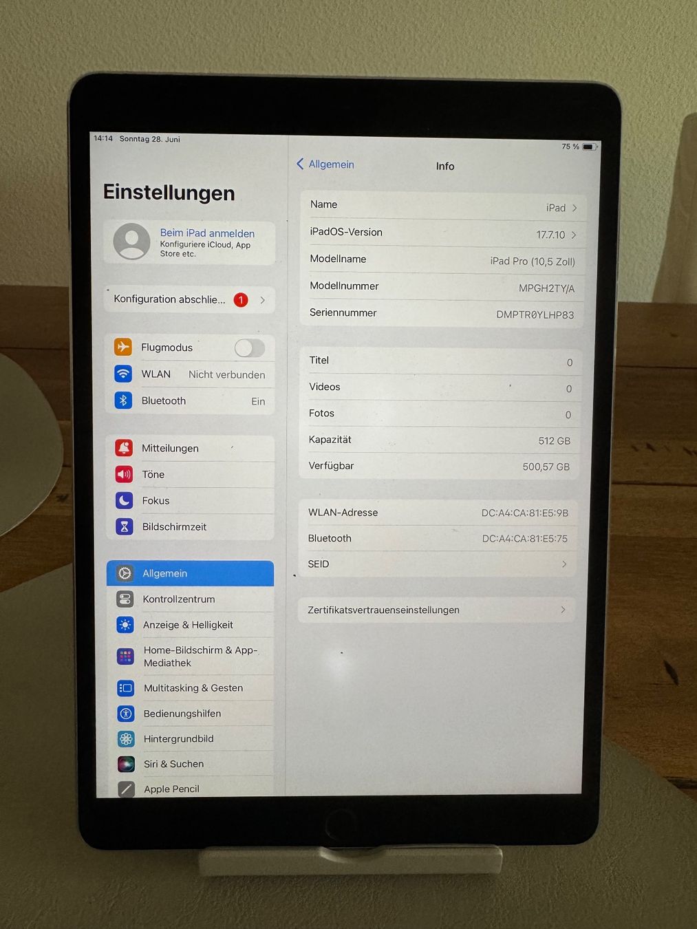 Apple Tablet PC: iPad Pro 10.5” 512GB – Gebraucht aus Adliswil von Busys 1