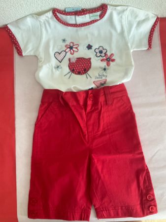 Süsses Kinder-Set T-Shirt & Shorts Rot ☀️ Gr 68 neu