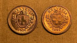 1 Rappen Schweiz 1926 + 1941 top Erhaltung