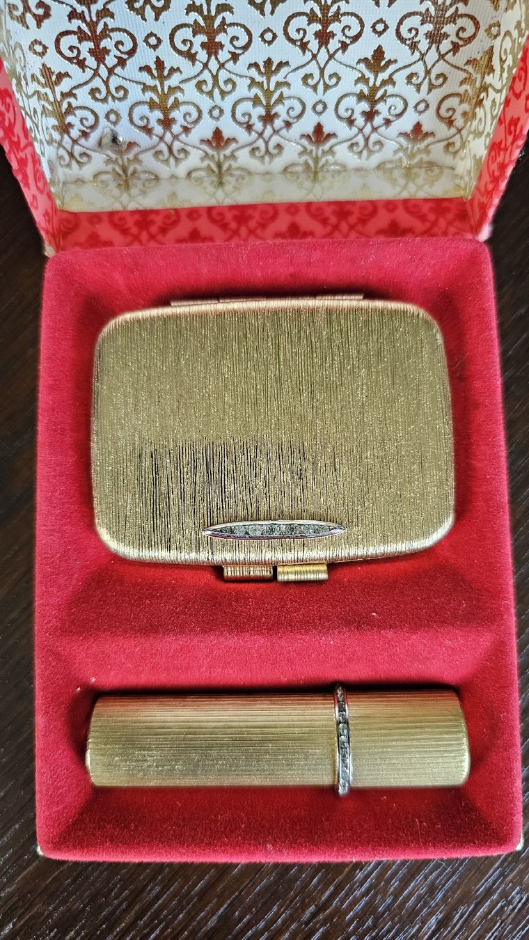 Make-up: Rare 1950s Revlon / Van Cleef Vanity Set Compact Lipstick – Usato da Hünenberg venduto da mar_vqb7