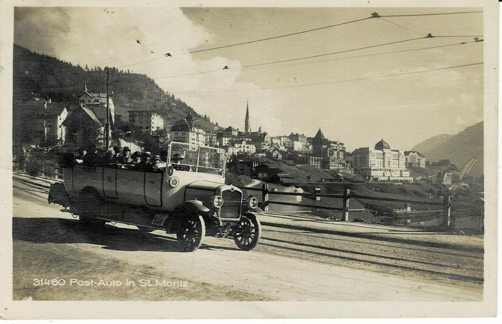 Cartoline postali: 31460 POST-AUTO in St. Moritz GR gel. 1924! – Usato da Hergiswil NW venduto da Kartenfrau
