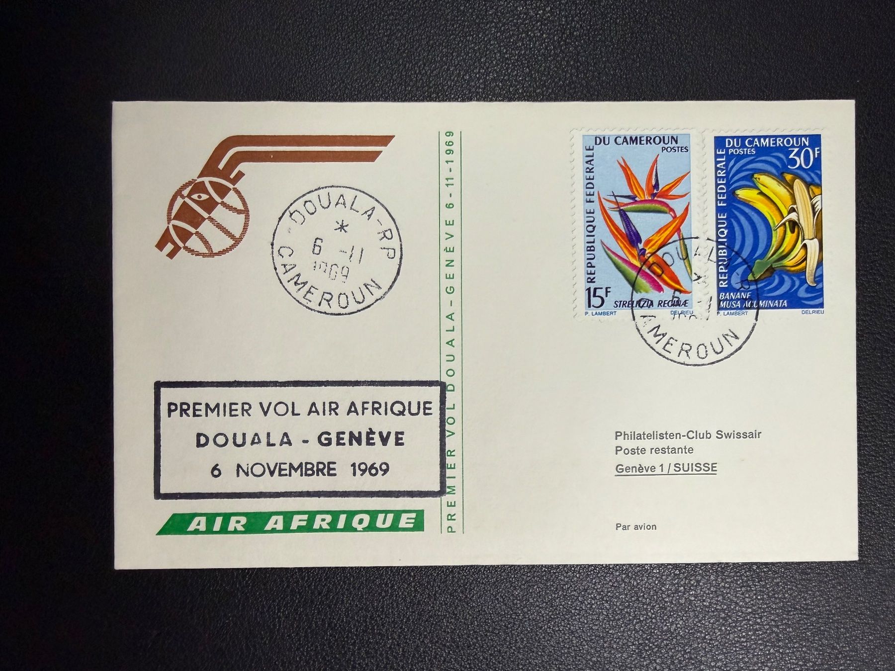 Tutti i francobolli: Air Afrique Erstflugbrief Douala-Genf 1969 – Usato da oberrüti venduto da jeanmei