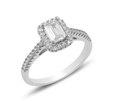 Ring Zirkonia Baguette Solitär Statement 925 Silber 55