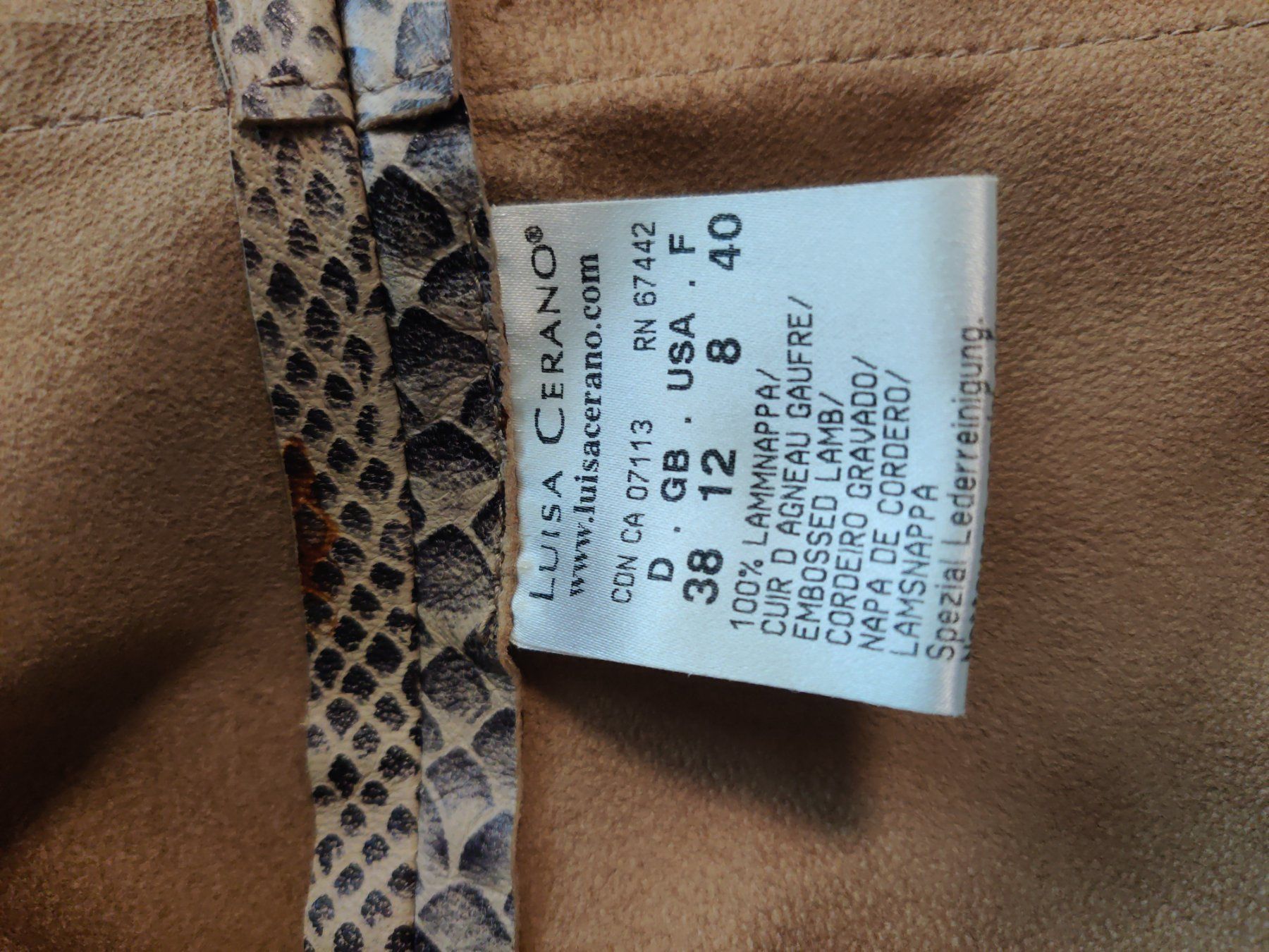 Luisa Cerano Giacche: LUISA CERANO Lammnappa-Lederjacke Schlangenoptik – Usato da St. Gallen venduto da secondhandy111 5