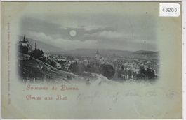 Souvenir de Bienne - Gruss aus Biel - Mondschein-Karte