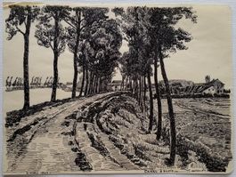 Jacques Jacobi: Kanal bei SLUIS NL Tuschezeichnung (II) 1944