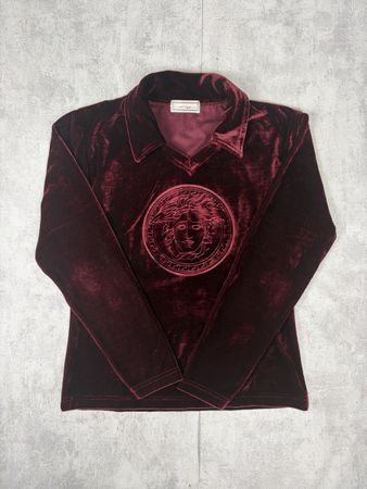 Top Versace Gianni Méduse velours bordeaux - S #P13