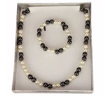 Geschenkset Magnetschmuck Hämatit, Creme-Schwarz