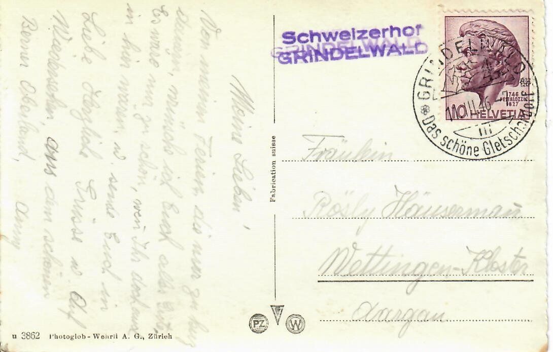 Ansichtskarten: Grindelwald – Gebraucht aus Hochdorf von Ziegel-16 1