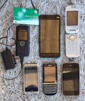 Lot 6 alte Handy, Nokia, WiKo, LG, 2 x Sony Ericsson, iPhone