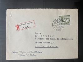 CH 1952 R-Brief 30Rp. Stauwerk St.Gallen 1 Annahme SG
