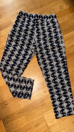 Sommerhose blau mit Muster, ZARA, 38 (M)