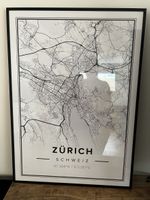 City Map Zürich mit Koordinaten - gerahmt
