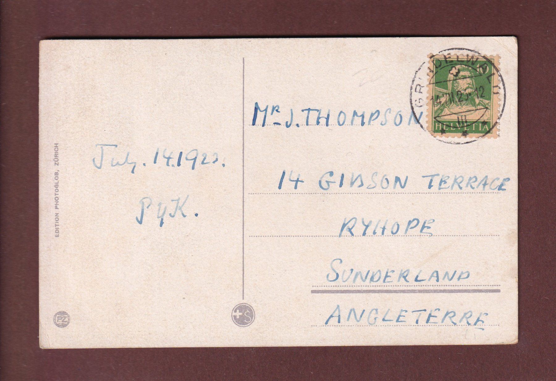 Ansichtskarten: GRINDELWALD - Wengernalpbahn - 1923 – Gebraucht aus Pully von nicecards-shop 1