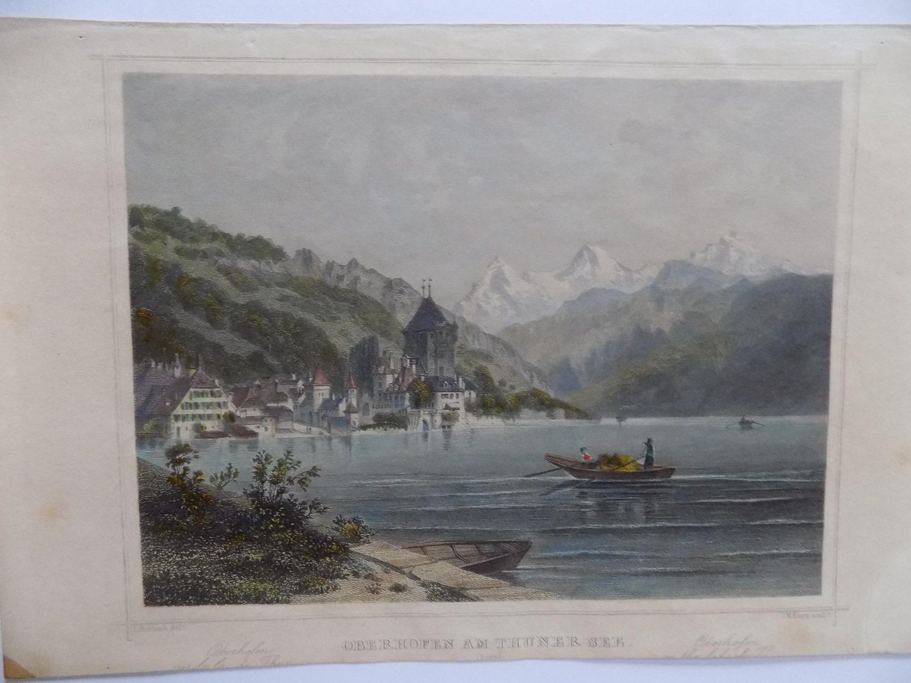 Incisioni: Oberhofen Thunersee koloriert – Usato da Risch venduto da Antikfee 1
