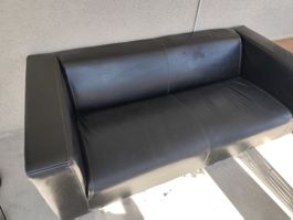 Sofa Leder schwarz 2-Sitzer guter Zustand