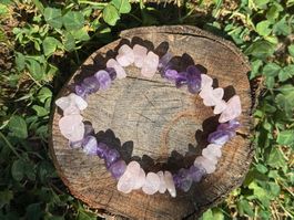 Armband Rosenquarz und Amethyst