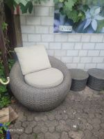 Gartenmöbel Rattan Sessel mit Kissen (+ 1 Tischchen)
