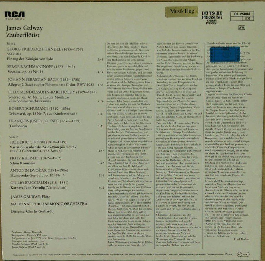 Dischi in vinile: James Galway - Zauberflötist – Usato da Luzern venduto da Avacont 1