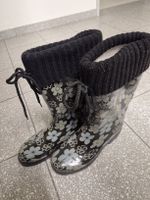Gummistiefel schwarz Blumenmuster Grösse 40 gebraucht