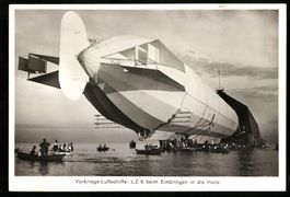 Fotografie Zeppelin LZ 6 beim Einbringen